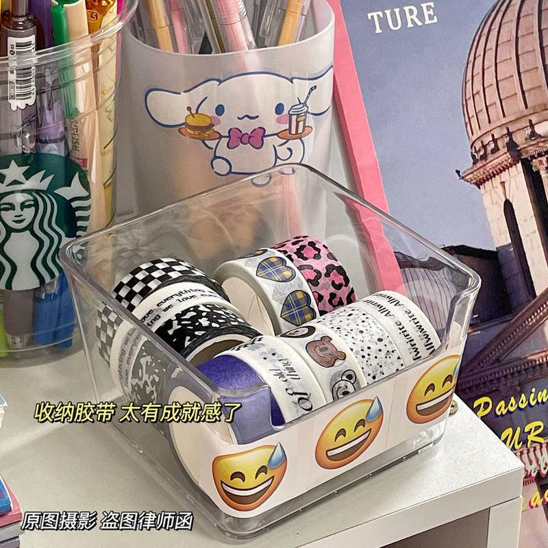 ⭐ iLado ⭐ kệ văn phòng phẩm để bàn tủ nhựa ghép Acrylic túi trong dễ thương Sticker In Họa Tiết Hoạt Hình trong suốt hộp văn phòng phẩm suốt kệ sổ tay tủ mini tủ để bàn chất lượng cao cất gọn gàng