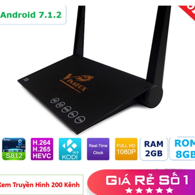 Android Tivi Box Vinabox X9 xem tv 200 kênh Voice search / 2Gb / 16Gb , Android 7.1.2 - Hàng Chính Hãng