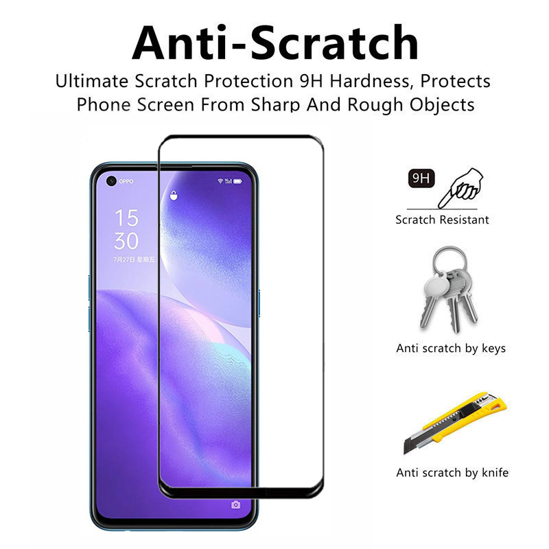 OPPO Reno5 5G Tempered Glass Full Cover Screen Protector OPPO Reno 5 4 Pro A93 A92 A91 A73 A53 A31 Screen Protector and Camera Lens Glass Protector