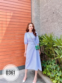 Bigsize Đầm caro dây rút D361