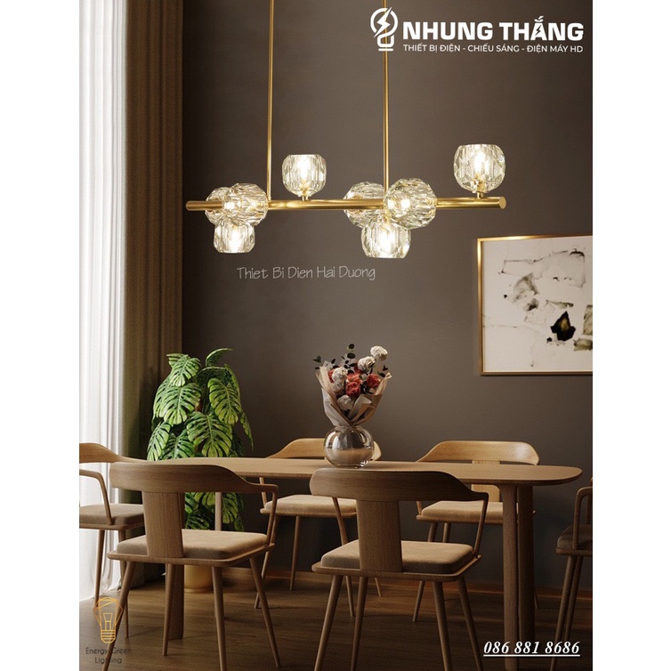 Đèn Thả 8 Chao T hủy Tinh DGT-9400 - Decor Trang Trí Nội Thất Sang Trọng - Phong Cách Hiện Đại - Kèm 8 Bóng