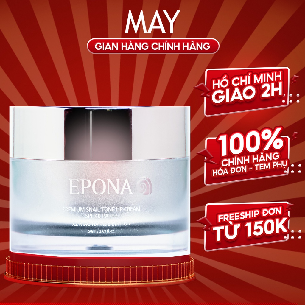 Kem Epona Premium Snail Tone Up Dưỡng Trắng - Nâng Tone Mỏng Nhẹ - Tự Nhiên Cream SPF 30 PA++ 50ml