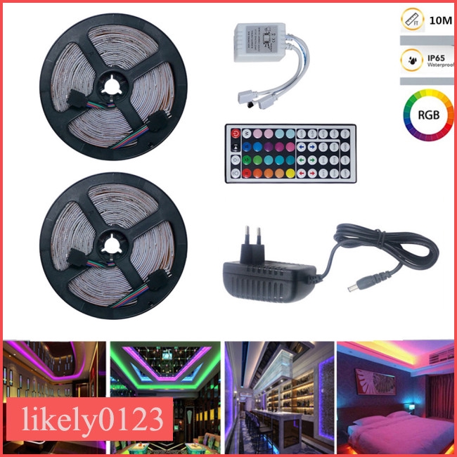 KE【COD】10M RGB LED Waterproof Strip Lights+44Keys Remote Control+Adapter