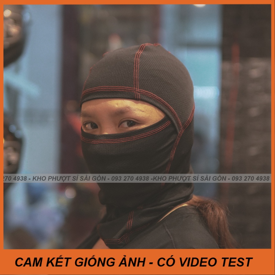 Khăn Ninja Swat F1 vải thun co giãn màu đen full dày đội mũ nón bảo hiểm trùm Fullface