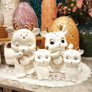 Bộ gia đình trâu decor bằng sứ trắng cao cấp - Trang trí nhà cửa