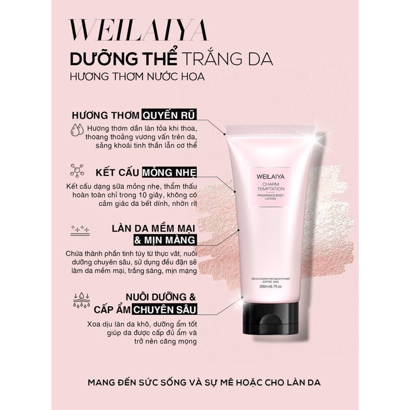 Sữa dưỡng thể nước hoa Body Lotion Weilaiya cấp ẩm 3 tầng hương chính hãng | BigBuy360 - bigbuy360.vn
