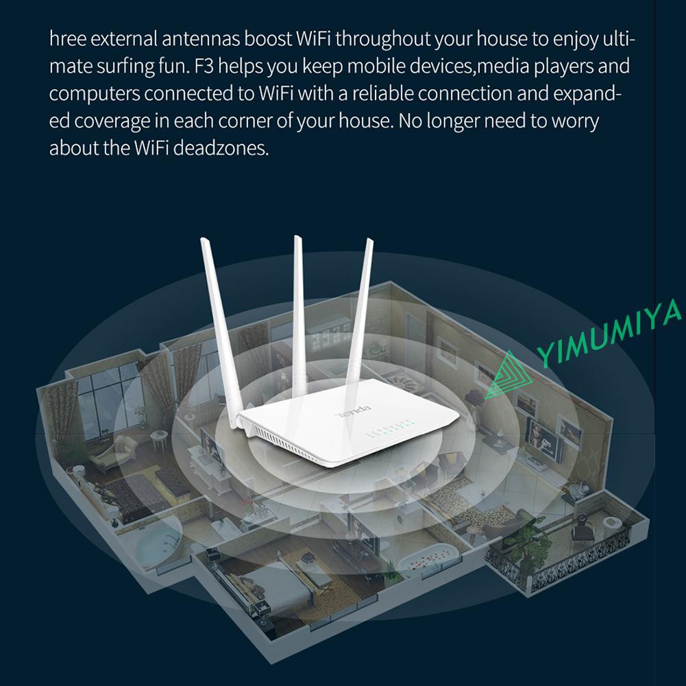 Thiết Bị Phát Wifi Không Dây Tenda F3 2.4g 300m Với 3 Ăng Ten | BigBuy360 - bigbuy360.vn