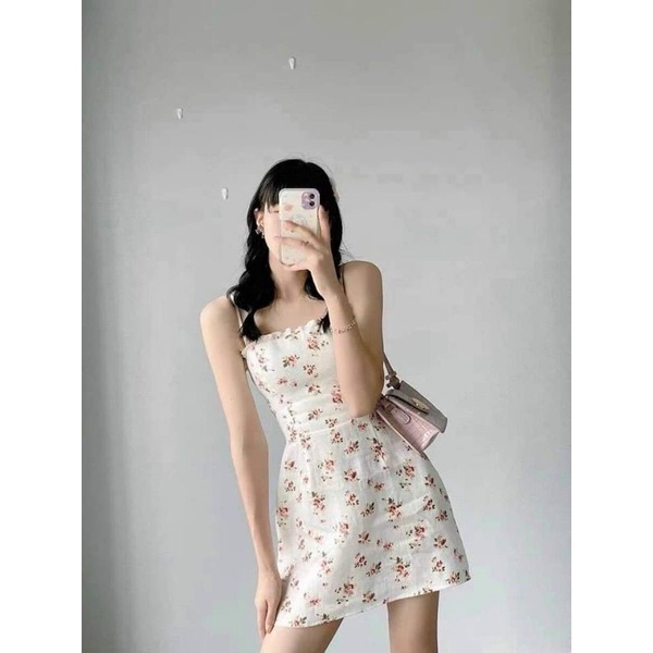 SET ĐẦM HOA 2S KÈM KHOÁC  ĐEN