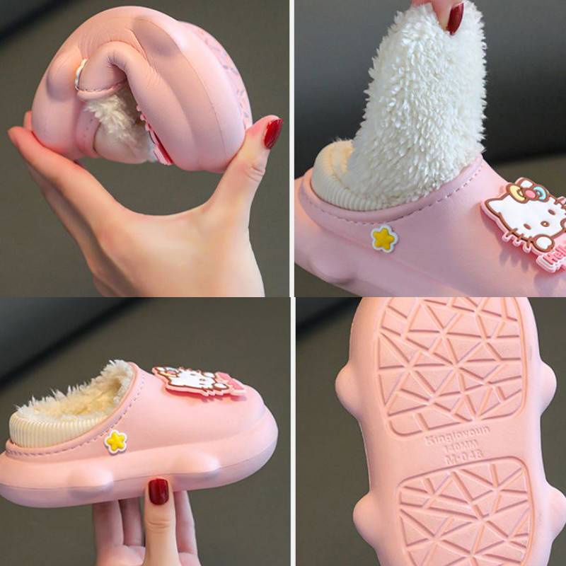 Dép Bông Đi Trong Nhà ST1 Sanrio HelloKitty mymelody Kuromi Cinnamon Mềm Mại Chống Trượt Giữ Ấm Mùa Đông Cho Bé Gái