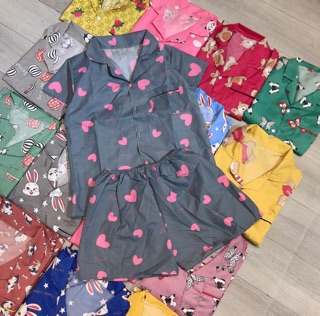 [XẢ HÀNG] BỘ PIJAMA ĐÙI CHẤT KATE (gửi mẫu ngẫu nhiên ạ)