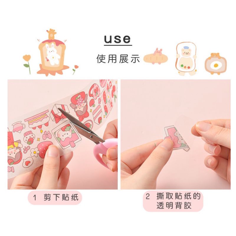 Tệp Hình Dán Sticker 16 Mẫu Hoạ Tiết Cute Trang Trí Sổ Vở, Đồ Dùng