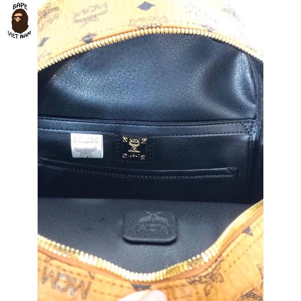 [Best Quality] Balo Bape x MCM bản Collab đỉnh với chất liệu Da, chi tiết Thêu tỉ mỉ màu Cam đặc trưng của MCM