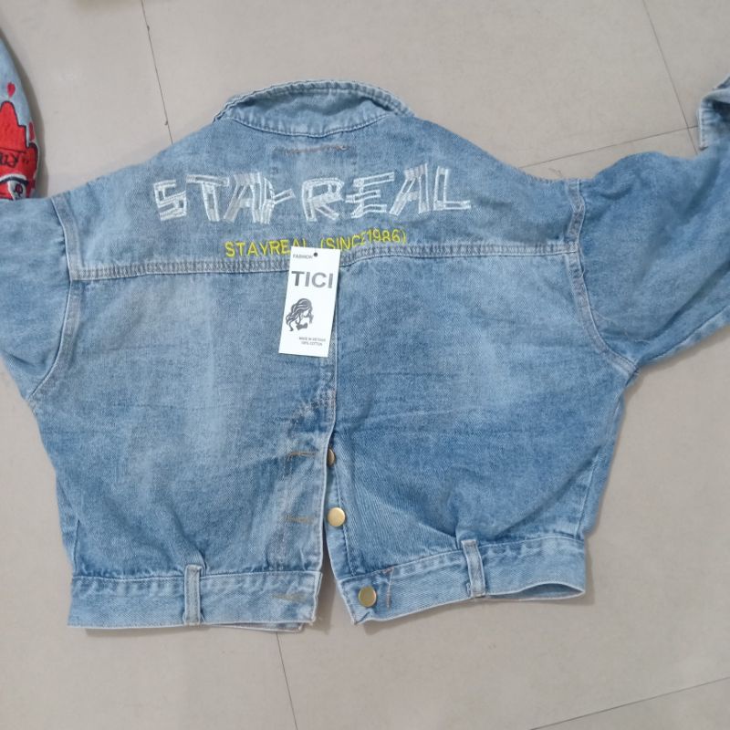 Áo Khoác Jean Nữ thiết kế dáng Croptop thêu hoạ tiết nổi bật