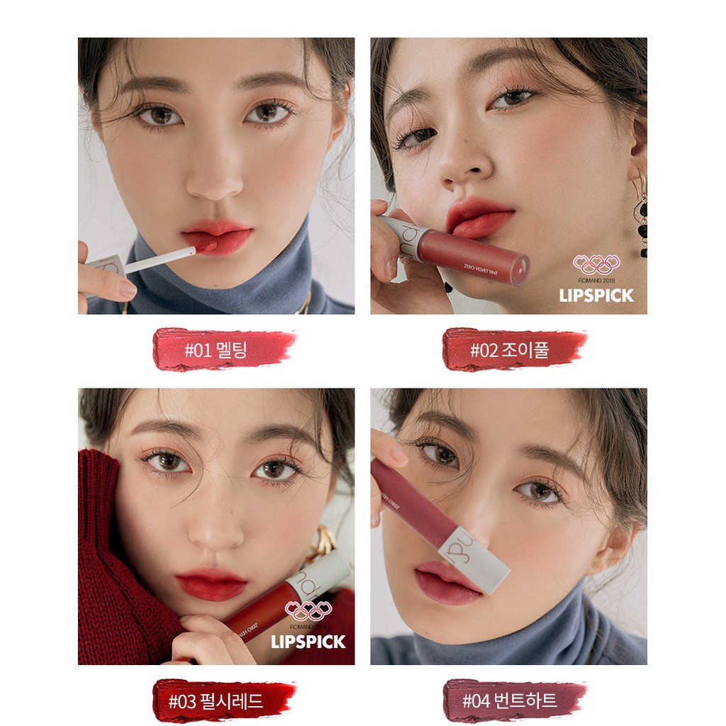 Son Kem Lì Mềm Mượt Romand Zero Velvet Tint