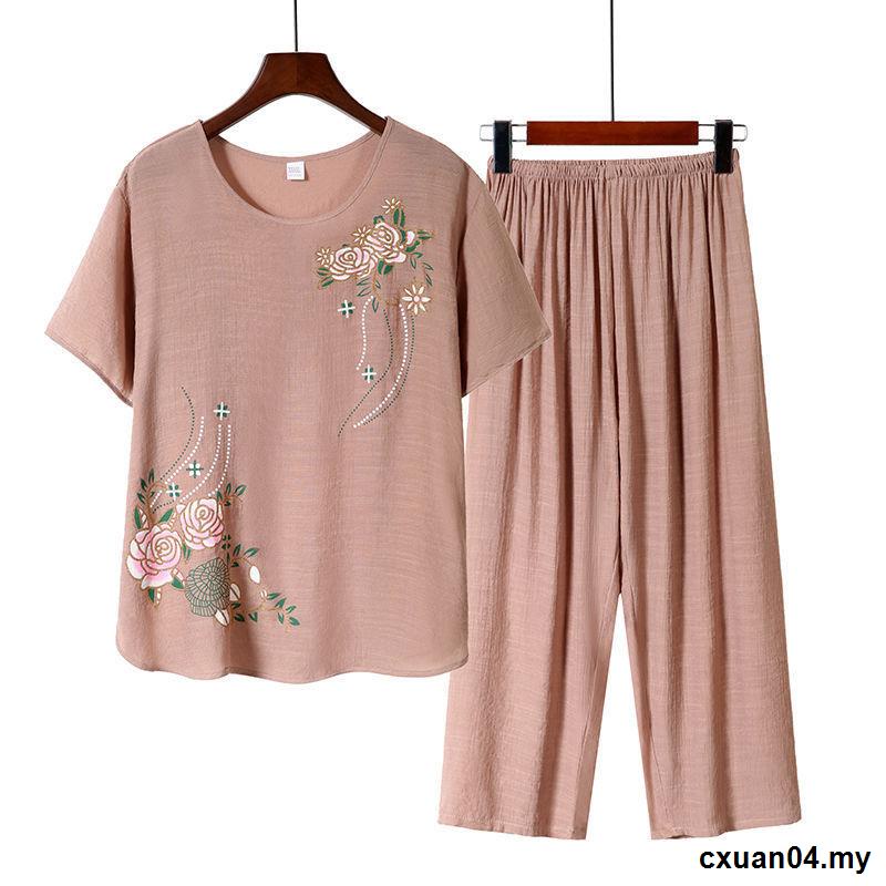 Quần Áo cotton Lanh Dáng Rộng Mùa Hè Cho Phụ Nữ Trung Niên Và Người Lớn Tuổi pl