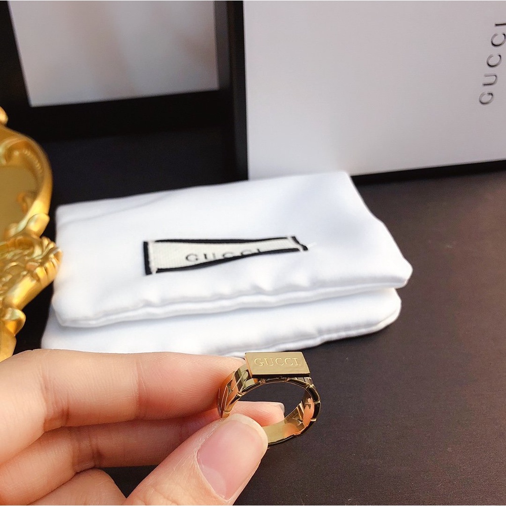 Nhẫn bạc 925 họa tiết logo Gucci phong cách Hàn Quốc cho nữ