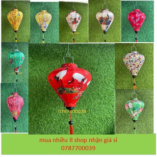 Đèn lồng vải Hội an trang trí hoa văn 3d 30cm củ tỏi