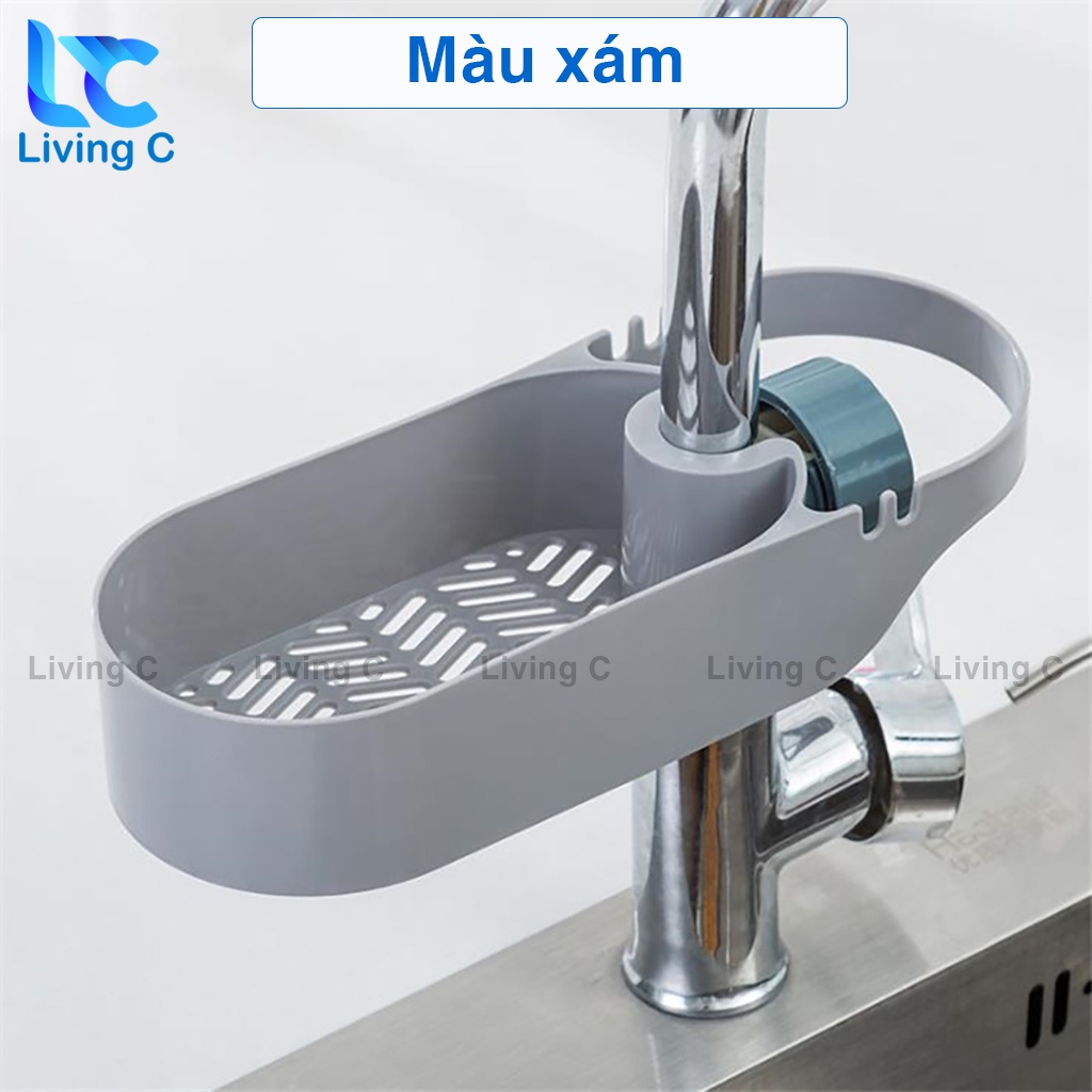 Kệ để đồ rửa chén bát Living C, giá kệ kẹp vòi nước bồn rửa chén bát lavabo bằng nhựa tiện lợi _KVN