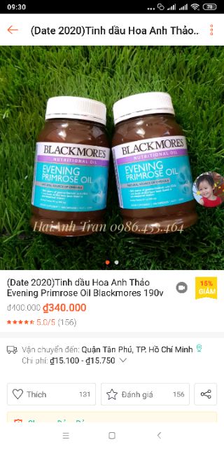 Tinh dầu hoa anh thảo Blackmore 190v