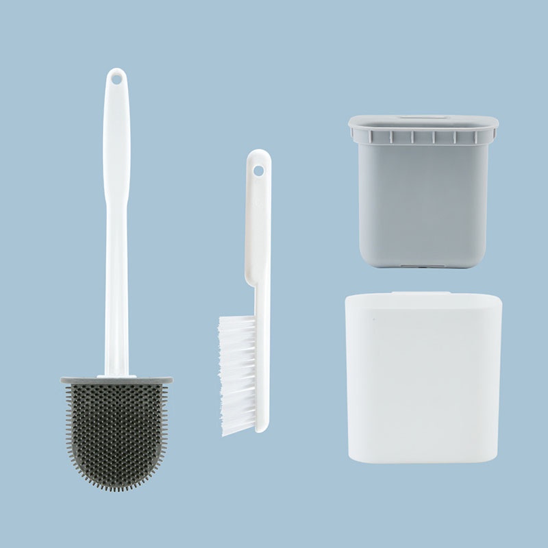 Bộ 2 Cọ Vệ Sinh Toilet Đầu Phẳng Bằng Silicon Mềm Linh Hoạt