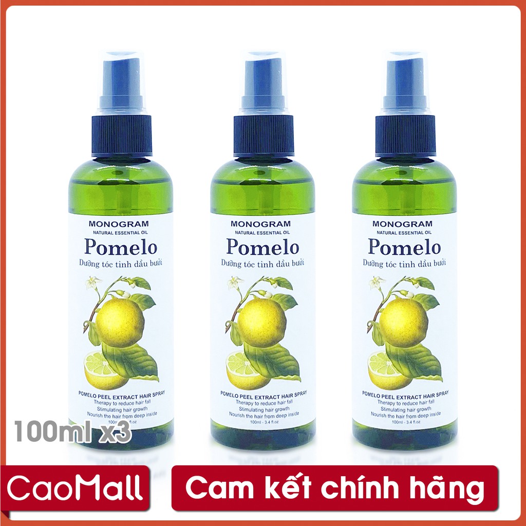 [CaoMALL] - Bộ 3 chai Xịt dưỡng tóc Tinh Dầu Bưởi trị rụng tóc Pomelo (100ml x 3)