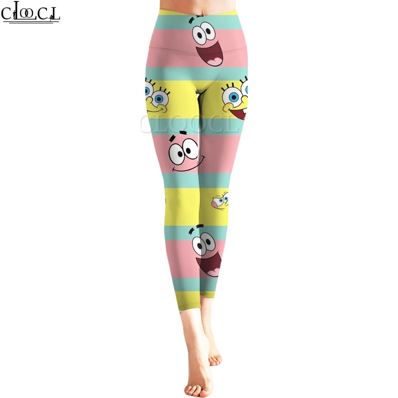 Quần Tất In Hoạt Hình Snoopy SpongeBob SquarePants 3D Co Giãn Dành Cho Nữ