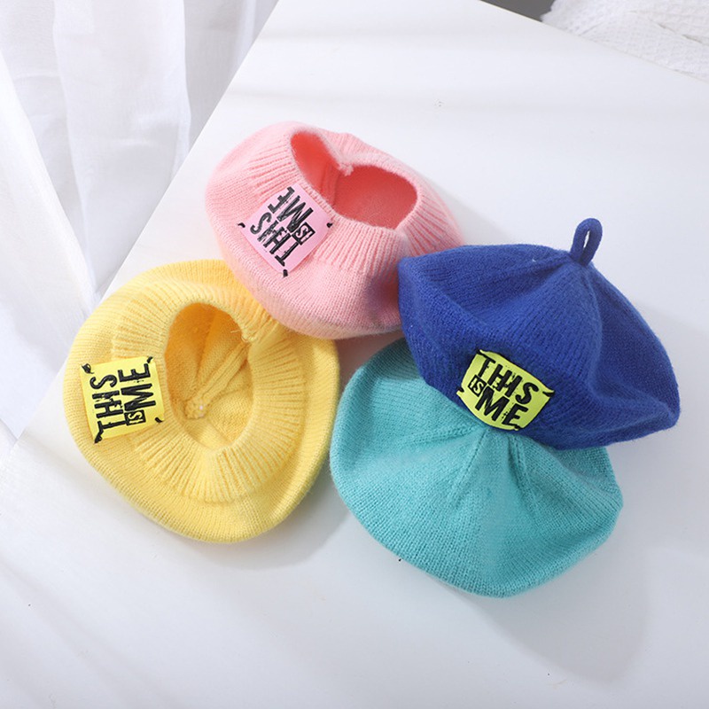 Mũ Beret Dệt Kim Đính Nhãn Dán Độc Đáo Thời Trang Xuân Thu Cho Bé