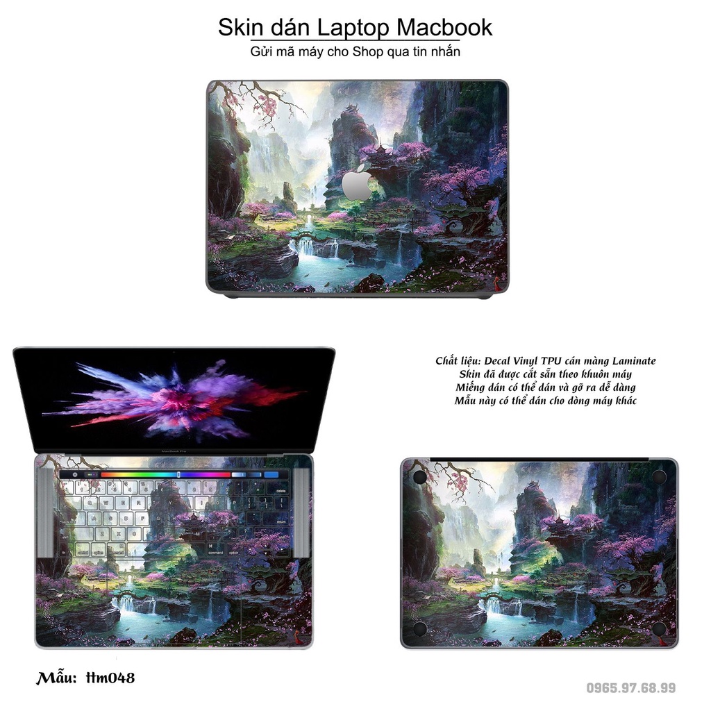 Skin dán Macbook mẫu Tranh thủy mặc (đã cắt sẵn, inbox mã máy cho shop)