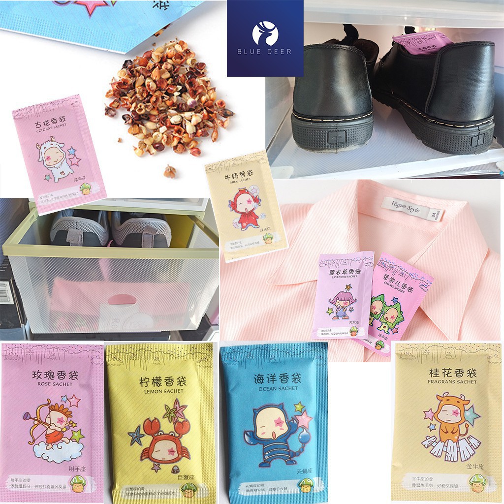 Túi Thơm Mini 12 Cung Hoàng Đạo Chống Mốc Để Tủ Quần Áo, Giày Dép (Mẫu Ngẫu Nhiên) TT01