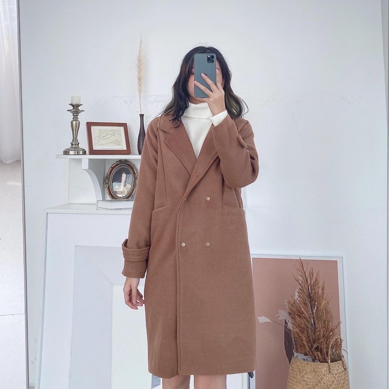 áo dạ khuy bấm nâu