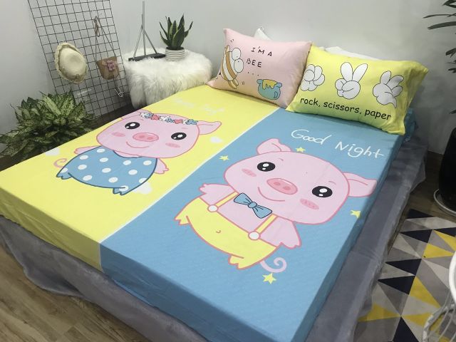 Set ga gối 3d cotton 100% hoạt hình ngộ nghĩnh cực đẹp cho bé