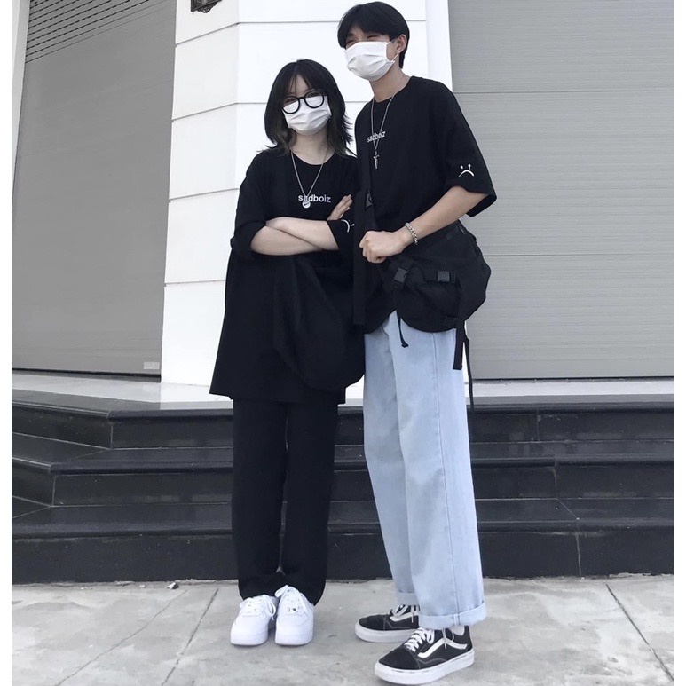 Áo Thun Sadboiz Màu Đen Chữ Trắng Form Rộng Tay Lỡ, Áo Phông Unisex Win Clothing