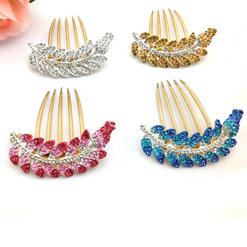 Lược Cài Tóc Hình Chiếc Lá Đính Đá Sang Trọng