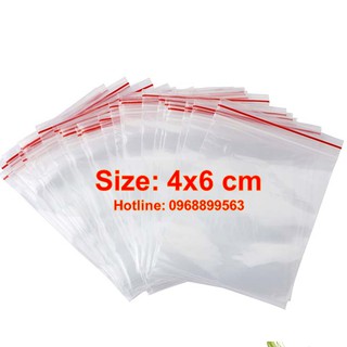 Túi zip, túi đựng đồ, túi zip chỉ đỏ size 4x6 cm , túi nilon zip, túi zipper