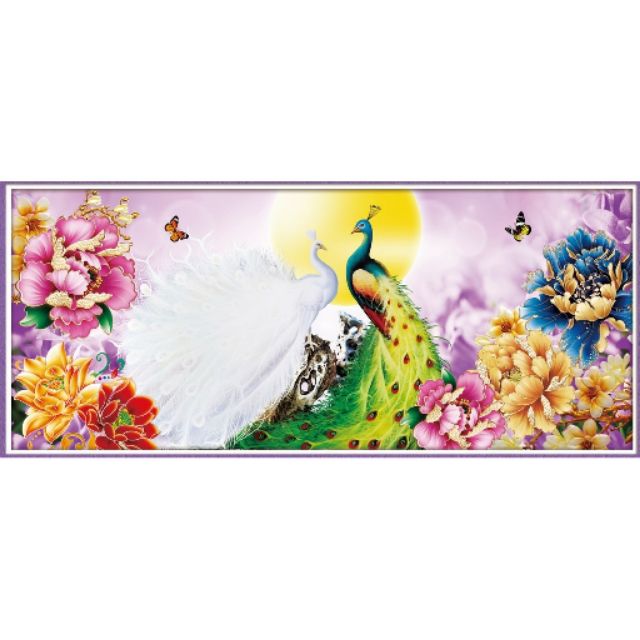 Tranh thêu chữ thập Chim công DLH-88917