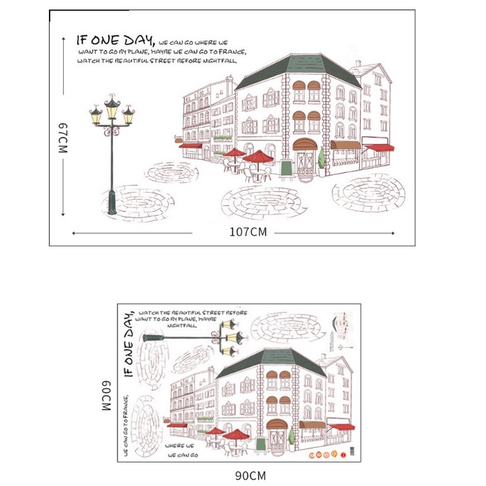 Decal trang trí tường - Quán caffe vỉa hè phong cách Paris