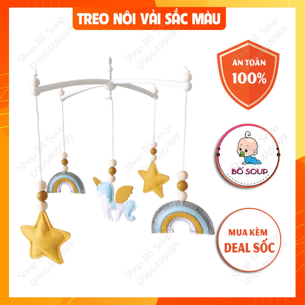 Bộ Treo Nôi Màu Sắc, Treo Nôi Cũi Tự Xoay Phát Nhạc Kích Thích Sự Phát Triển Cho Bé