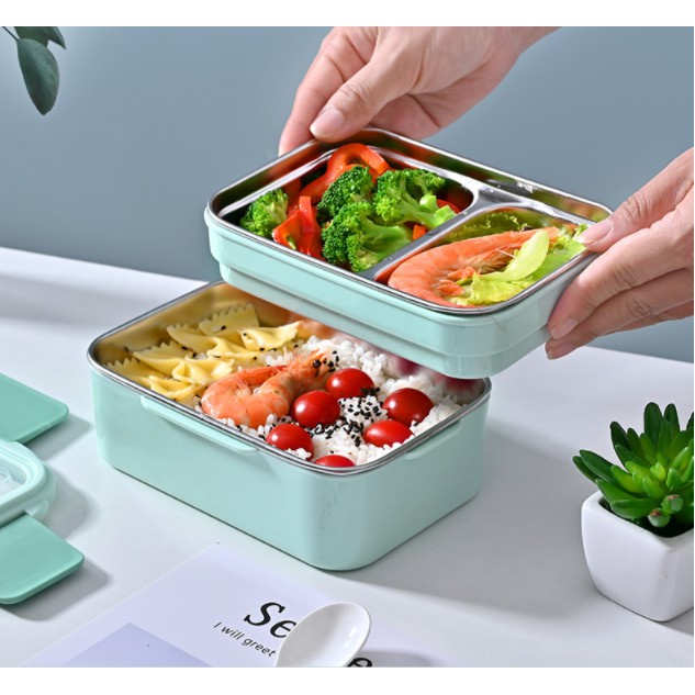 [Tặng TÚI giữ nhiệt và đũa thìa inox]Hộp đựng cơm giữ nhiệt Hộp đựng cơm 2 tầng, hộp cơm inox, hộp cơm bỏ lò vi sóng | BigBuy360 - bigbuy360.vn