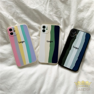 Ốp điện thoại TPU mềm vuông màu cầu vồng cho iPhone 12 Pro Max 11 8plus 7plus 6 6S Plus 7 8 SE X XR XS MAX 11pro Max with Logo