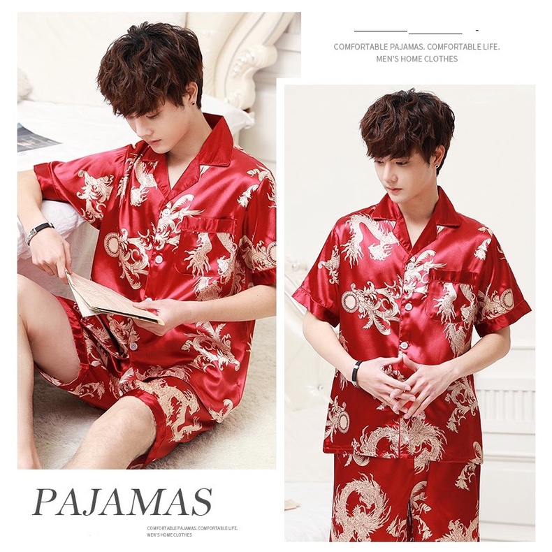 Bộ Pijama Long Phụng Bigbang Luxury Đồ Bộ Mặc Nhà Cộc Tay Họa Tiết Long Phụng Dành Cho Nam