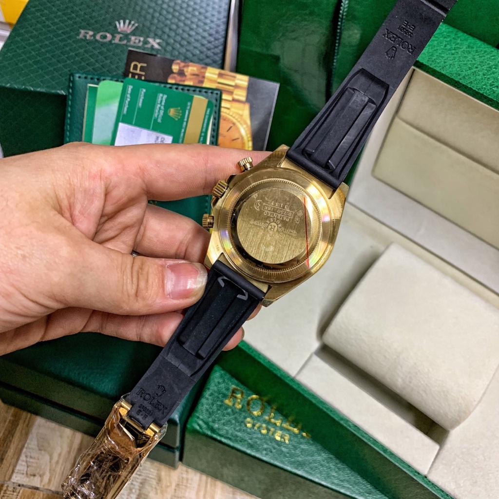 Đồng hồ nam Rolex mặt tròn đính viền đá sang trọng máy cơ cao cấp chống nước DH552 - Shop306