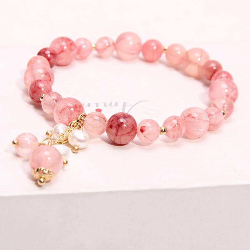 Vòng Tay ♈️  Vòng Tay May Mắn Xỏ Hạt Pha Lê Hình Hoa Đào Thời Trang Hàn Quốc Dành Cho Nữ | BigBuy360 - bigbuy360.vn