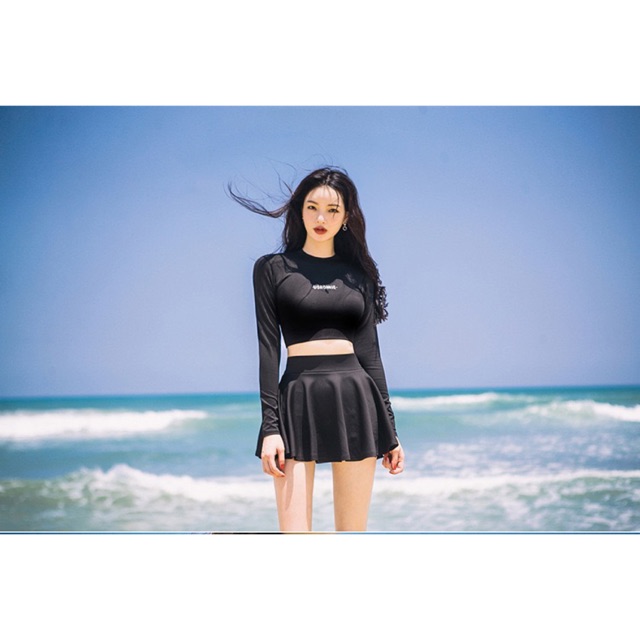 Kimstore_bikini: Đồ bơi tay dài đen Us dạng váy kèm ảnh thật và feedback