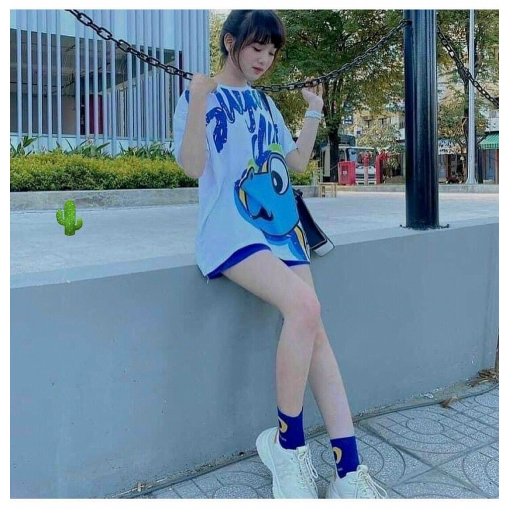 set bộ đùi nữ thun in khủng long xanh xinh pc