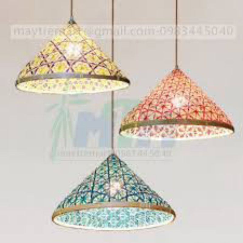 Chao đèn nón tre, đèn mây tre,  đèn lồng tre mã 0077