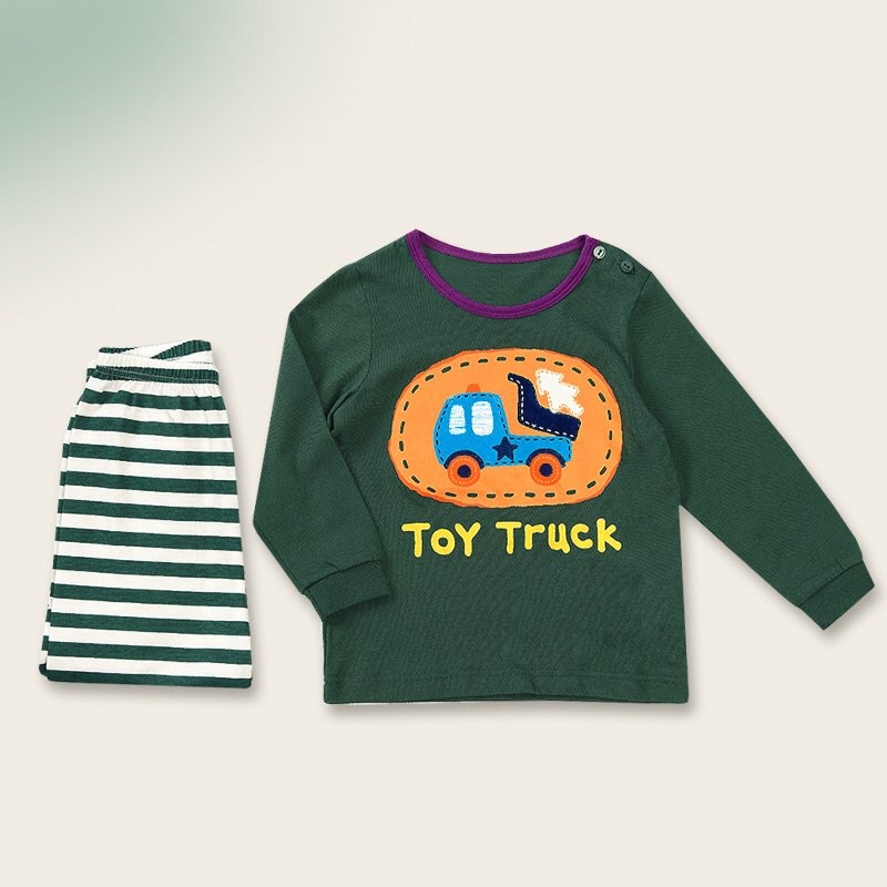 Đồ bộ quần áo dài tay bé trai dáng ôm thun cotton mẫu Xe bán tải năm 2022 rất xinh của hãng Unifriend Hàn Quốc mã UND11