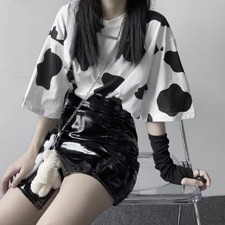 Áo Thun Bò Sữa  Áo thun tay lỡ form rộng Unisex 38-65kg Nam Nữ
