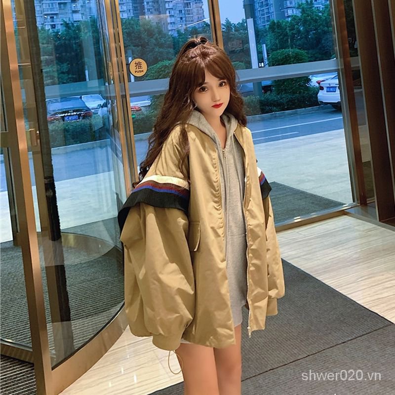 【SWR】Korean Style Sense of Design Knitted Striped Loose Mid-Length Jacket Long-Sleeved Jacket Coat Women's Jacket BuOE