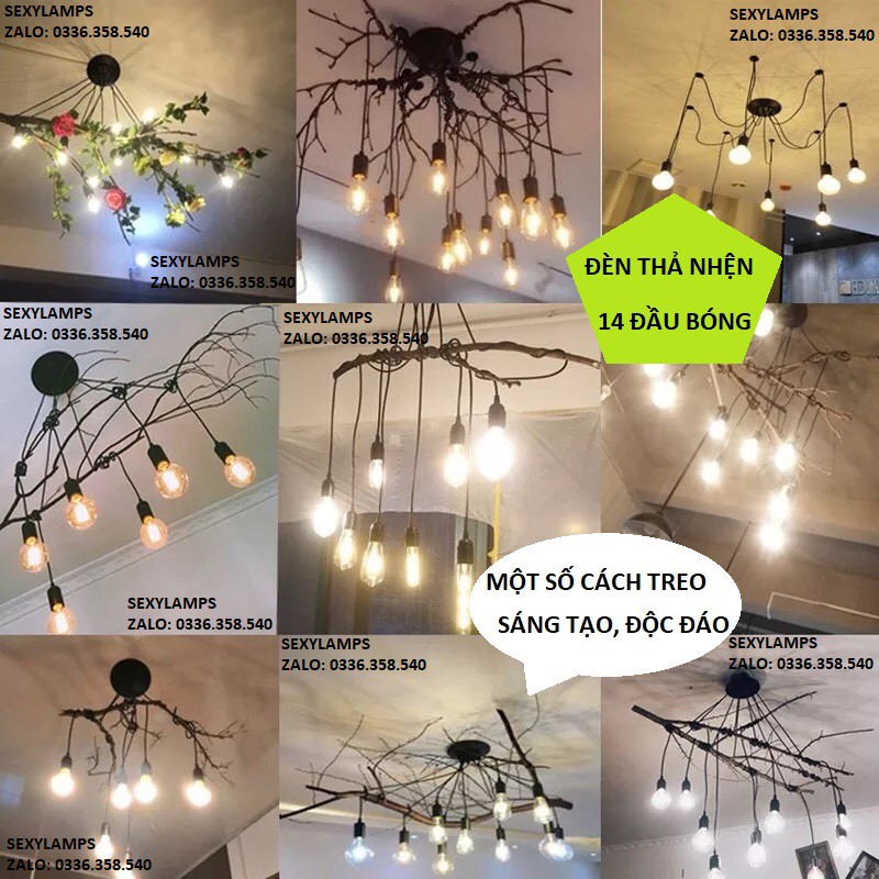 ĐÈN THẢ NHỆN NORDIC RETRO SPIDER 14 BÓNG- ĐÈN THẢ BÀN ĂN - ĐÈN THẢ PHÒNG KHÁCH - ĐÈN CHÙM