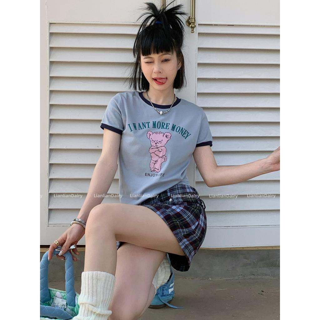 Áo Thun Ngắn Tay In Hình Gấu Vui Nhộn Dễ Thương 61791